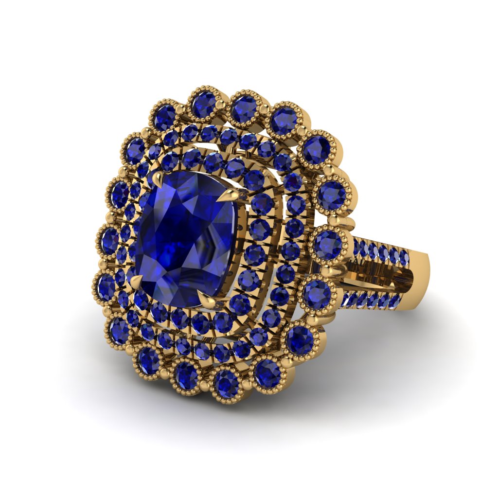Sapphire Multi Halo Oval Engagement Ring - Caitlin No. 73
