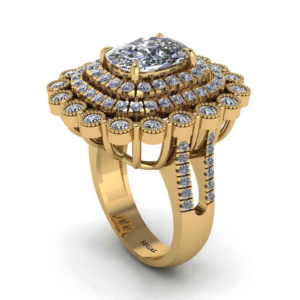 Diamond Multi Halo Oval Engagement Ring - Caitlin No. 1