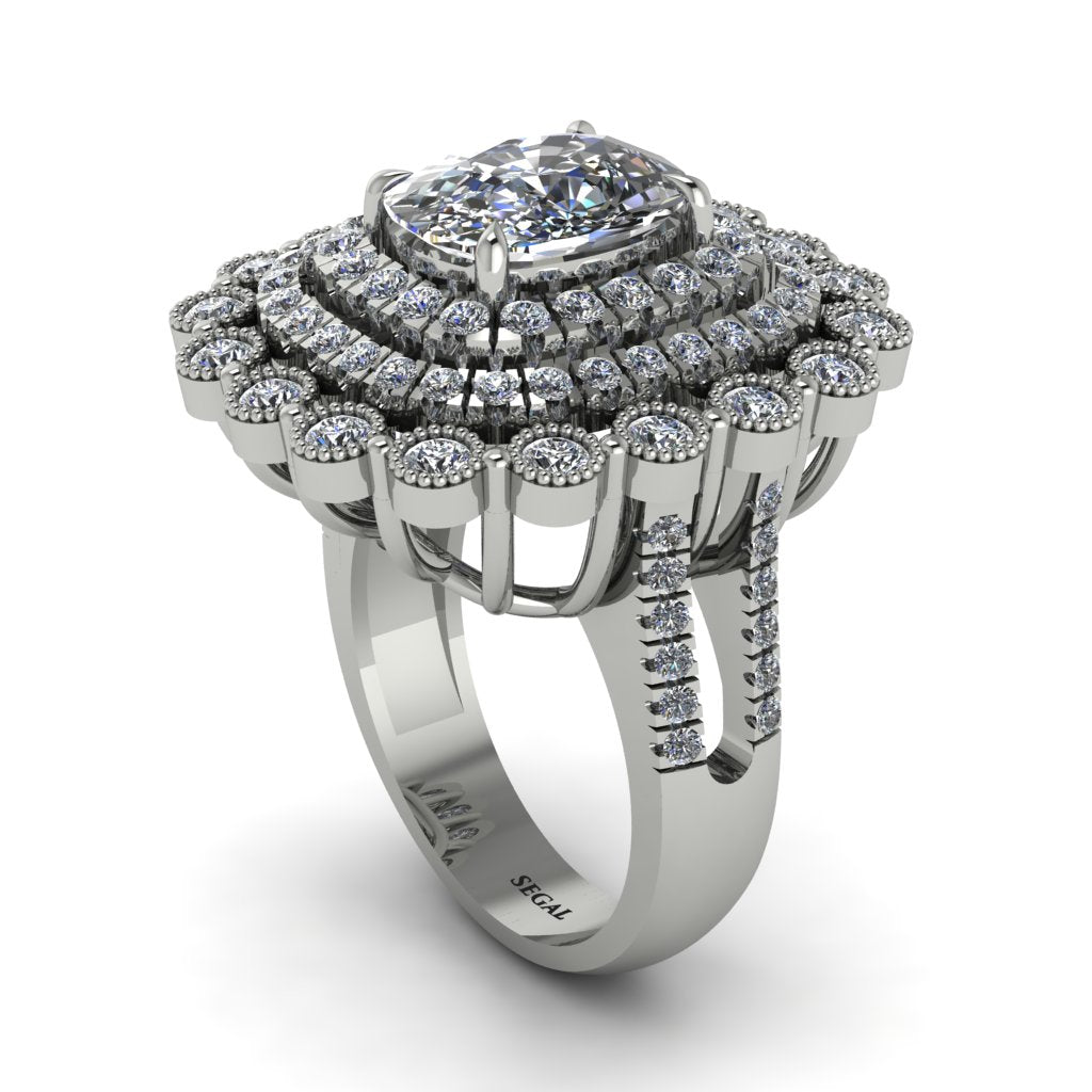 Diamond Multi Halo Oval Engagement Ring - Caitlin No. 3