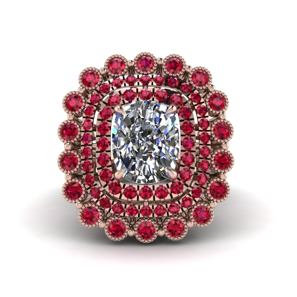 Ruby Multi Halo Oval Engagement Ring - Caitlin No. 47