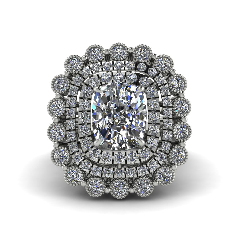 Diamond Multi Halo Oval Engagement Ring - Caitlin No. 3