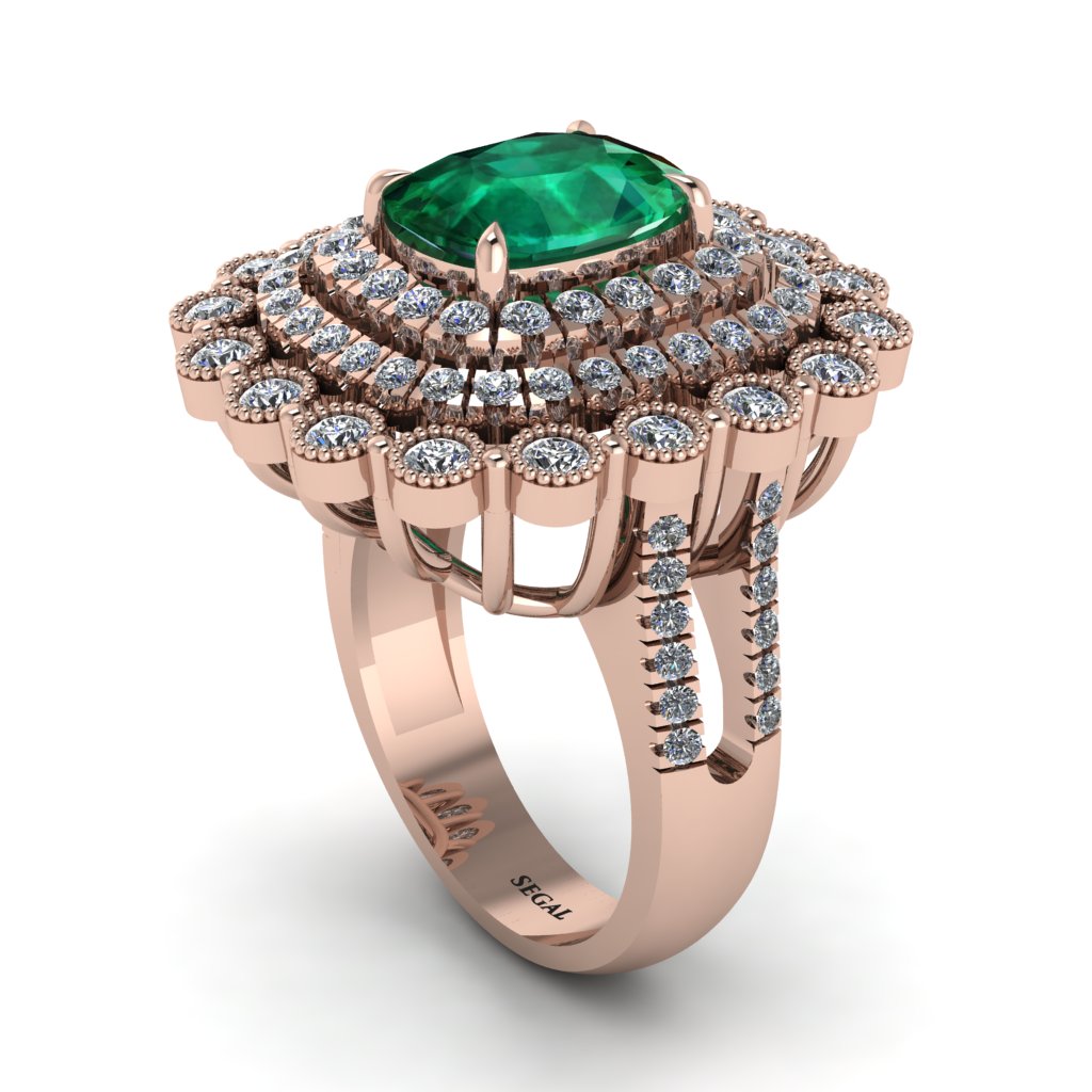 Diamond Multi Halo Oval Engagement Ring - Caitlin No. 5