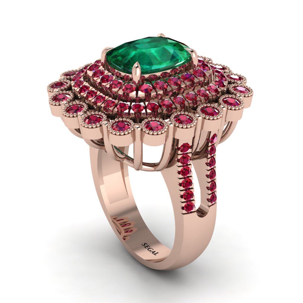 Ruby Multi Halo Oval Engagement Ring - Caitlin No. 50