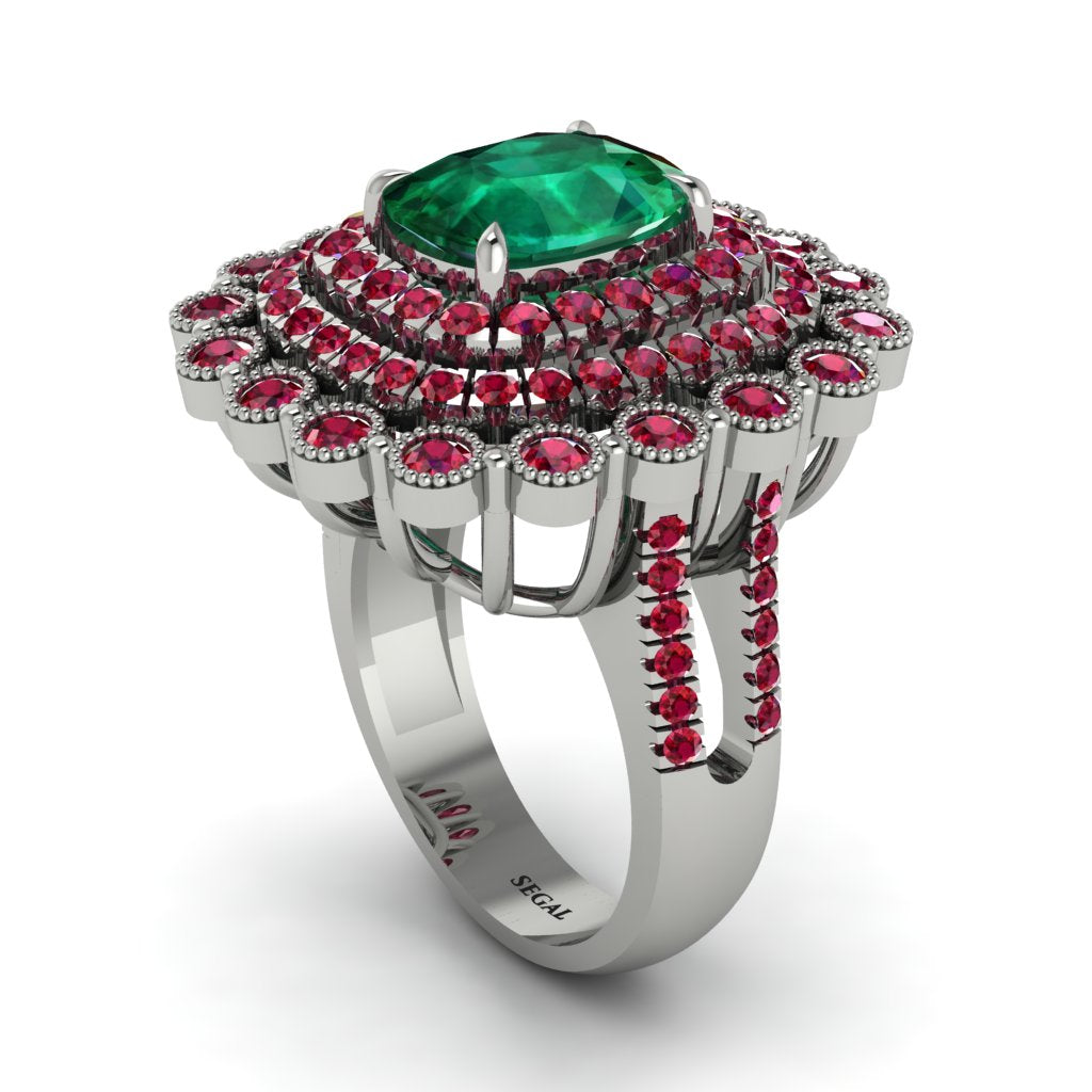 Ruby Multi Halo Oval Engagement Ring - Caitlin No. 51