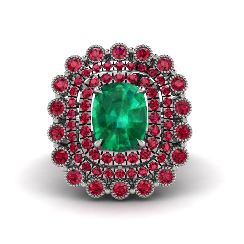 Ruby Multi Halo Oval Engagement Ring - Caitlin No. 51