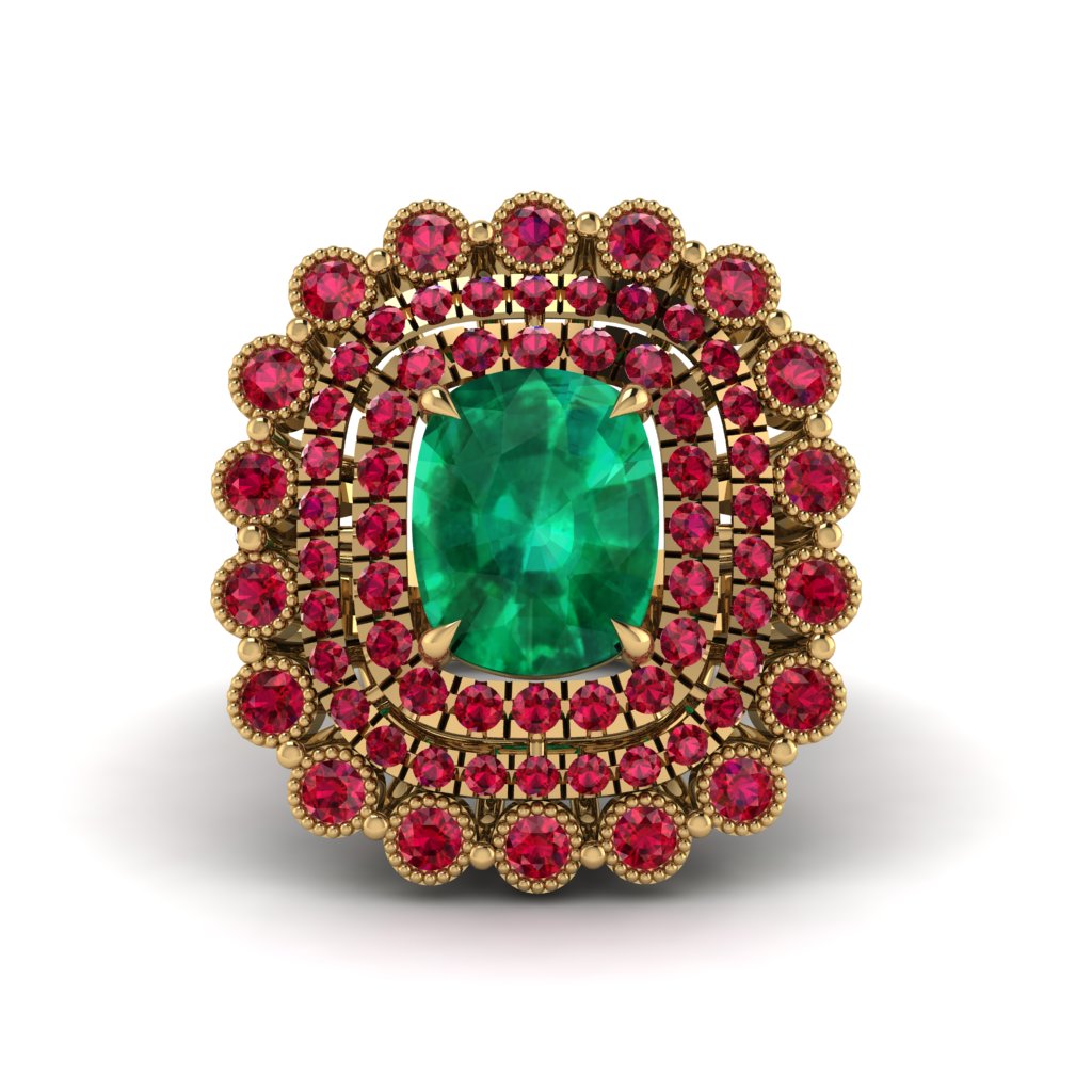 Ruby Multi Halo Oval Engagement Ring - Caitlin No. 49