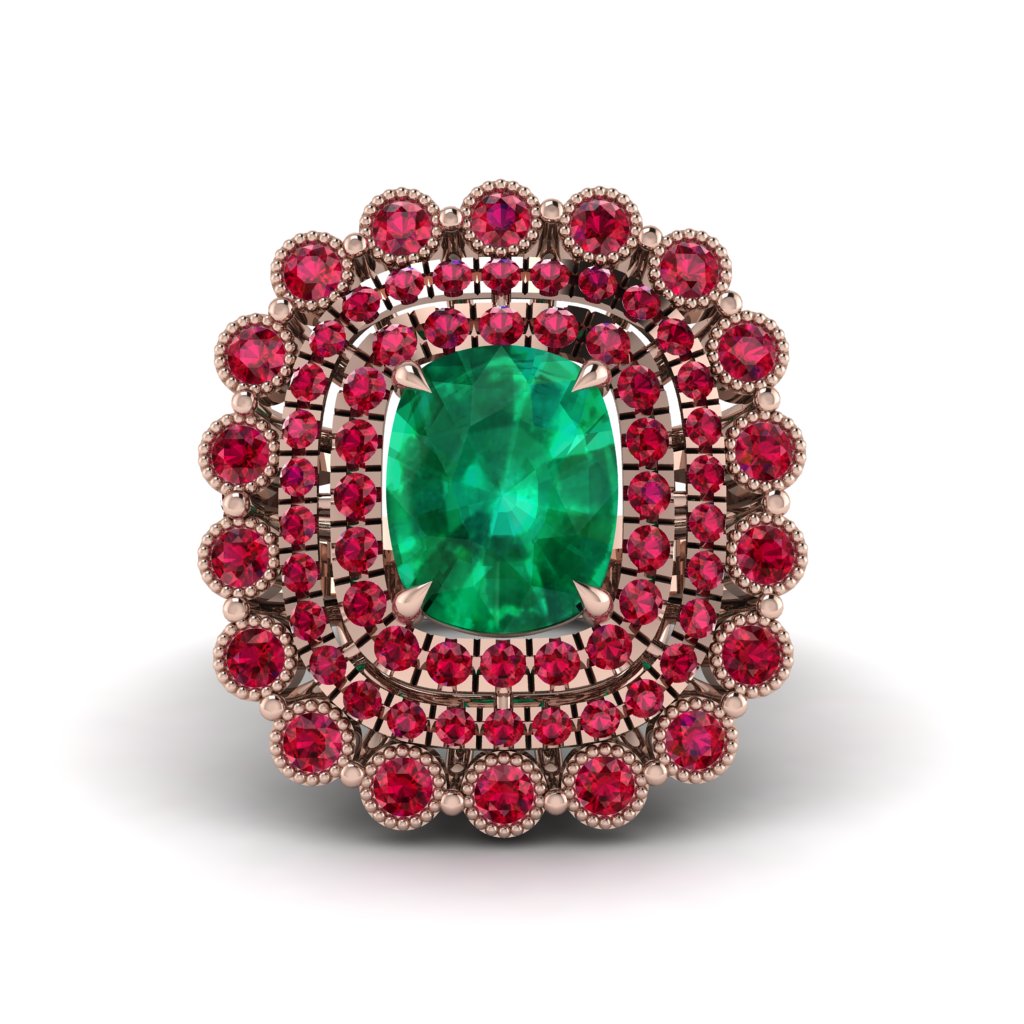 Ruby Multi Halo Oval Engagement Ring - Caitlin No. 50