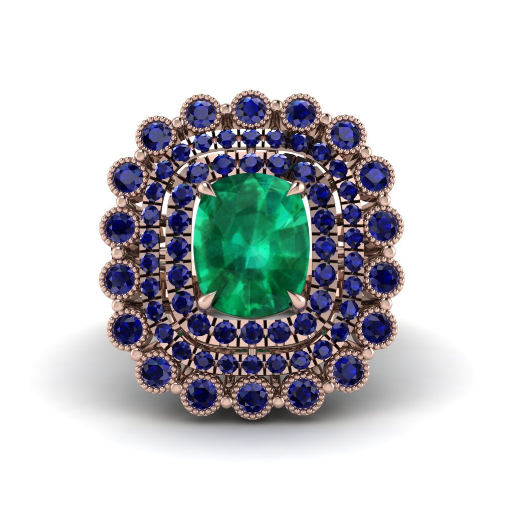 Sapphire Multi Halo Oval Engagement Ring - Caitlin No. 65