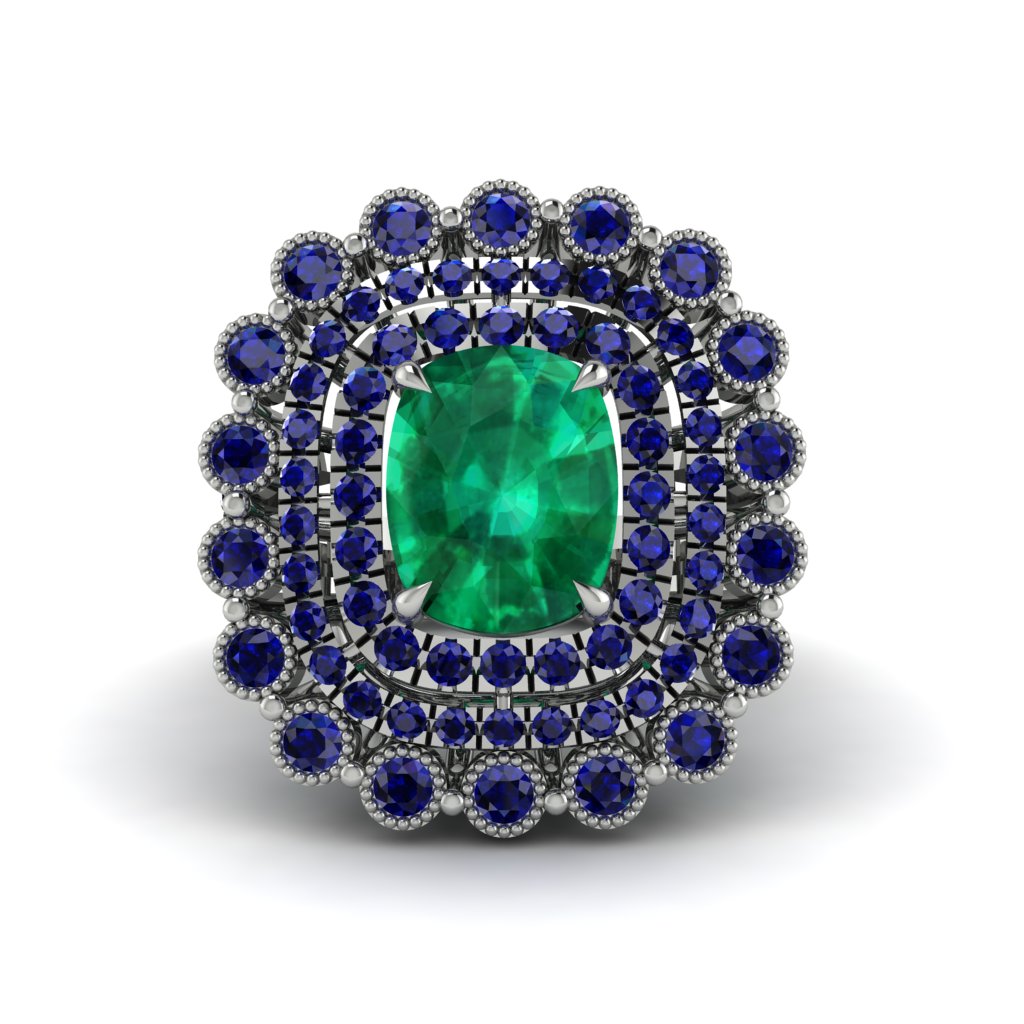 Sapphire Multi Halo Oval Engagement Ring - Caitlin No. 66