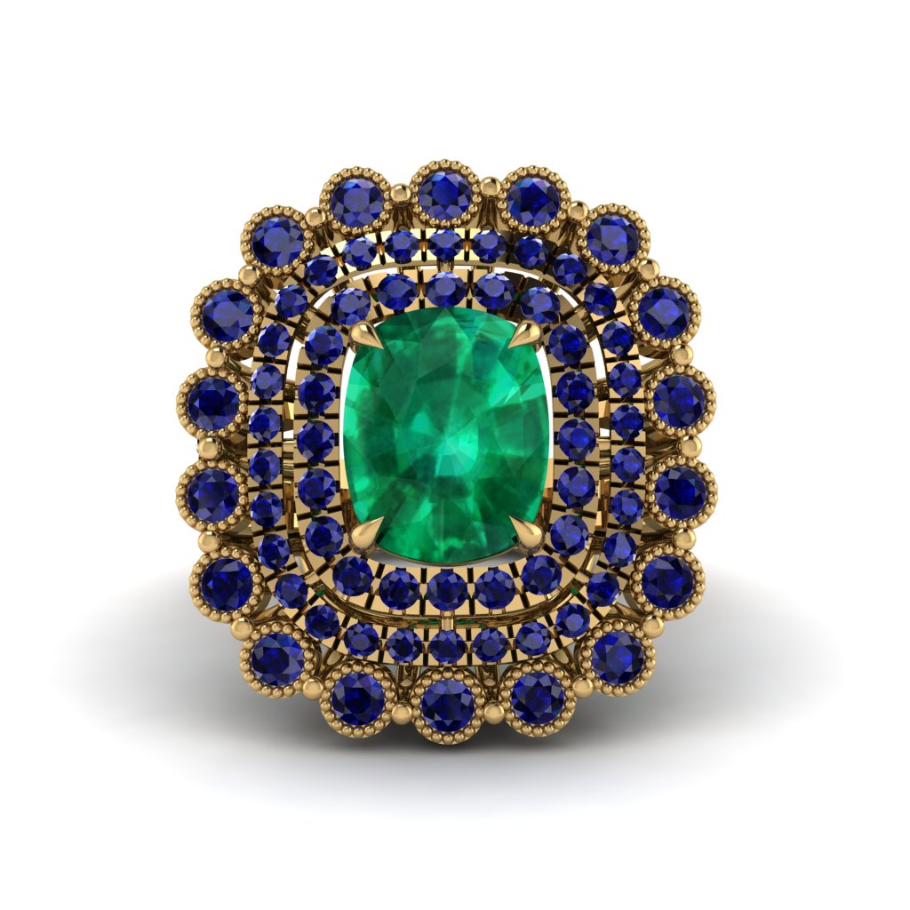 Sapphire Multi Halo Oval Engagement Ring - Caitlin No. 64