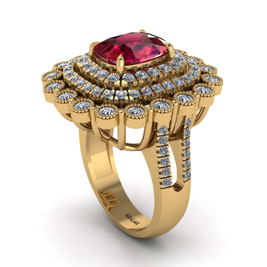 Diamond Multi Halo Oval Engagement Ring - Caitlin No. 10