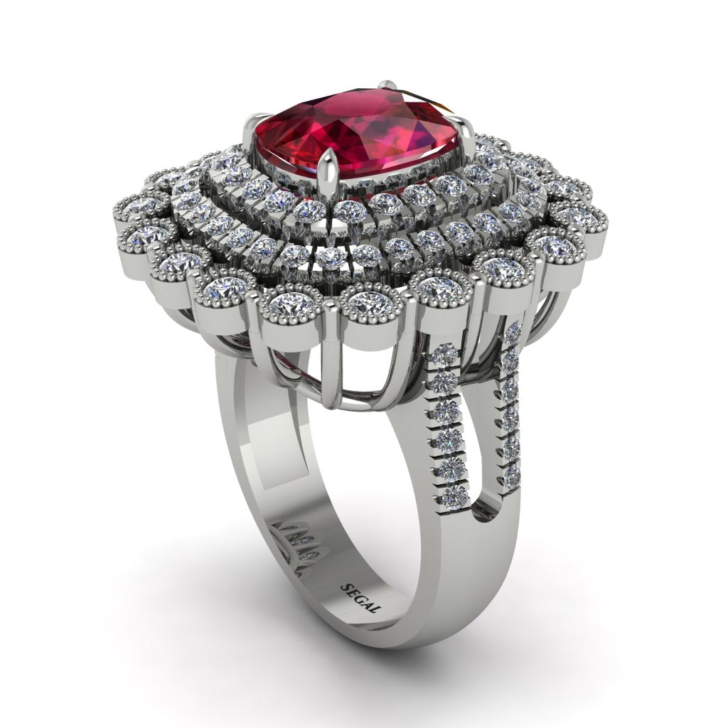 Diamond Multi Halo Oval Engagement Ring - Caitlin No. 12