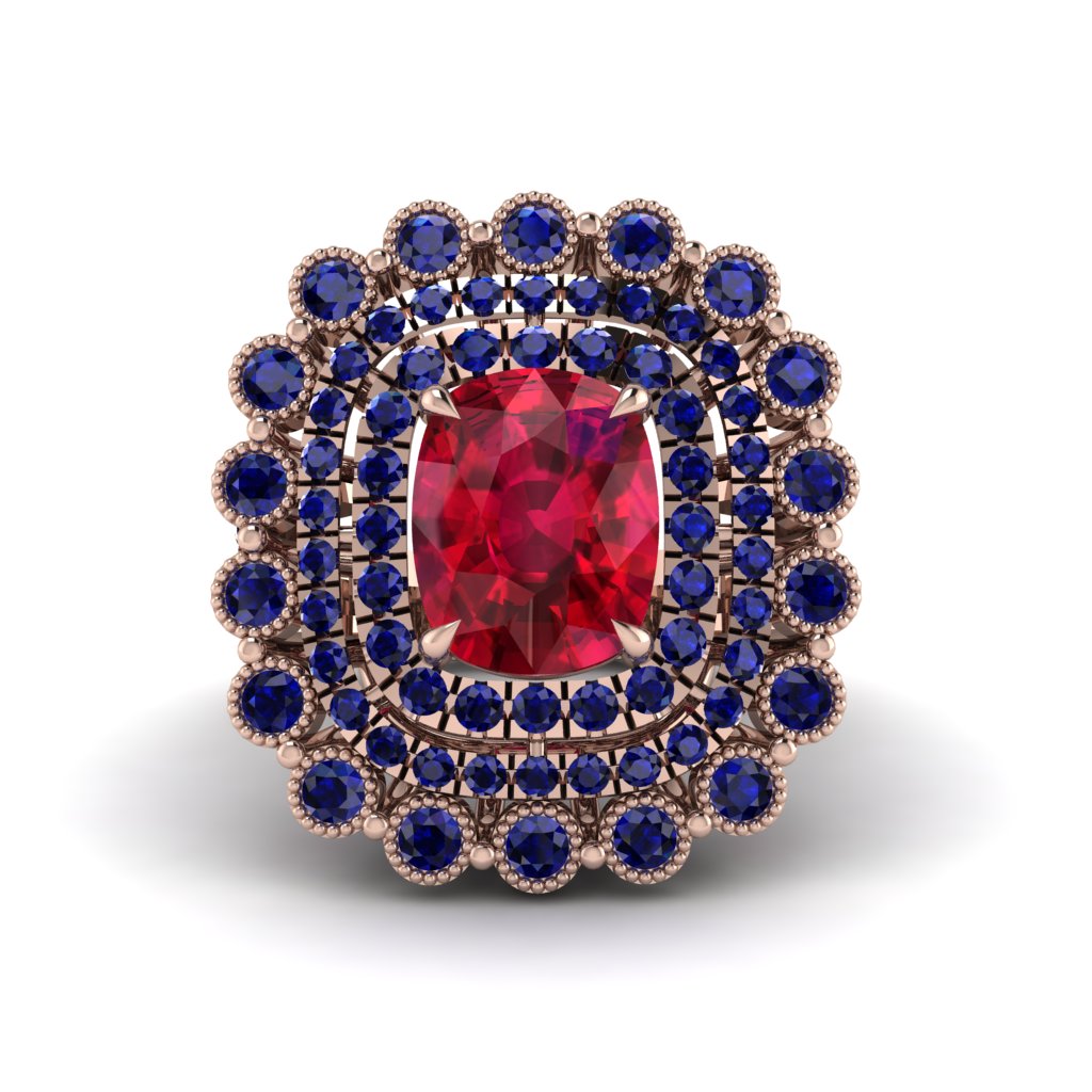 Sapphire Multi Halo Oval Engagement Ring - Caitlin No. 71