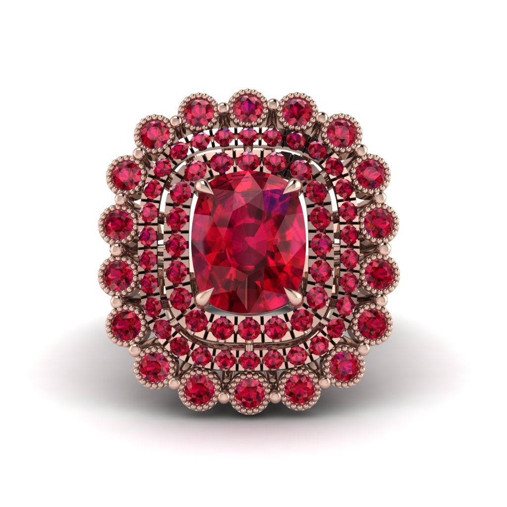 Ruby Multi Halo Oval Engagement Ring - Caitlin No. 56