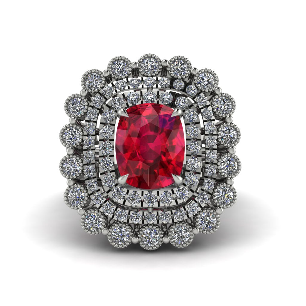 Diamond Multi Halo Oval Engagement Ring - Caitlin No. 12