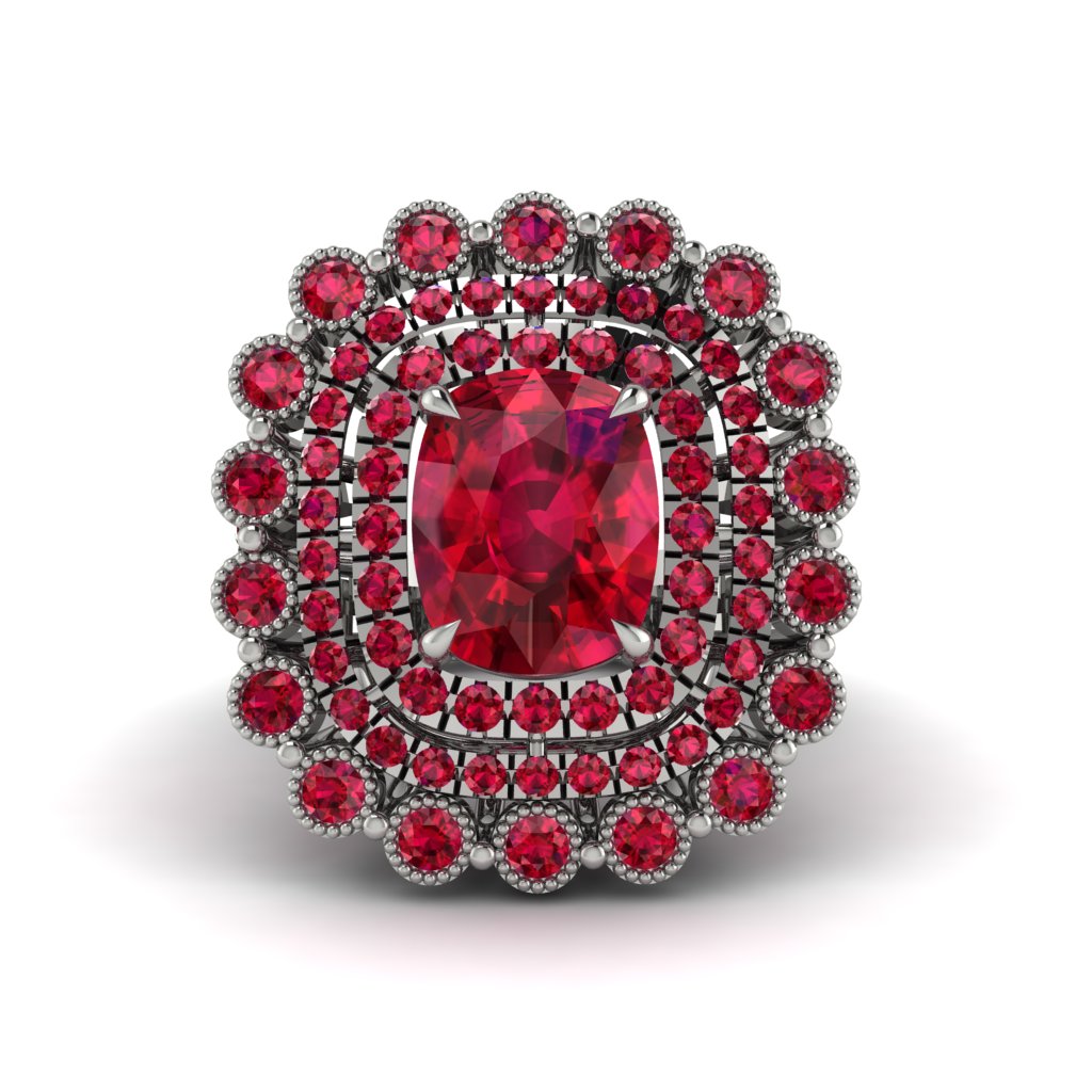 Ruby Multi Halo Oval Engagement Ring - Caitlin No. 57