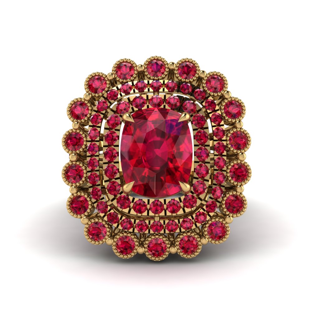 Ruby Multi Halo Oval Engagement Ring - Caitlin No. 55