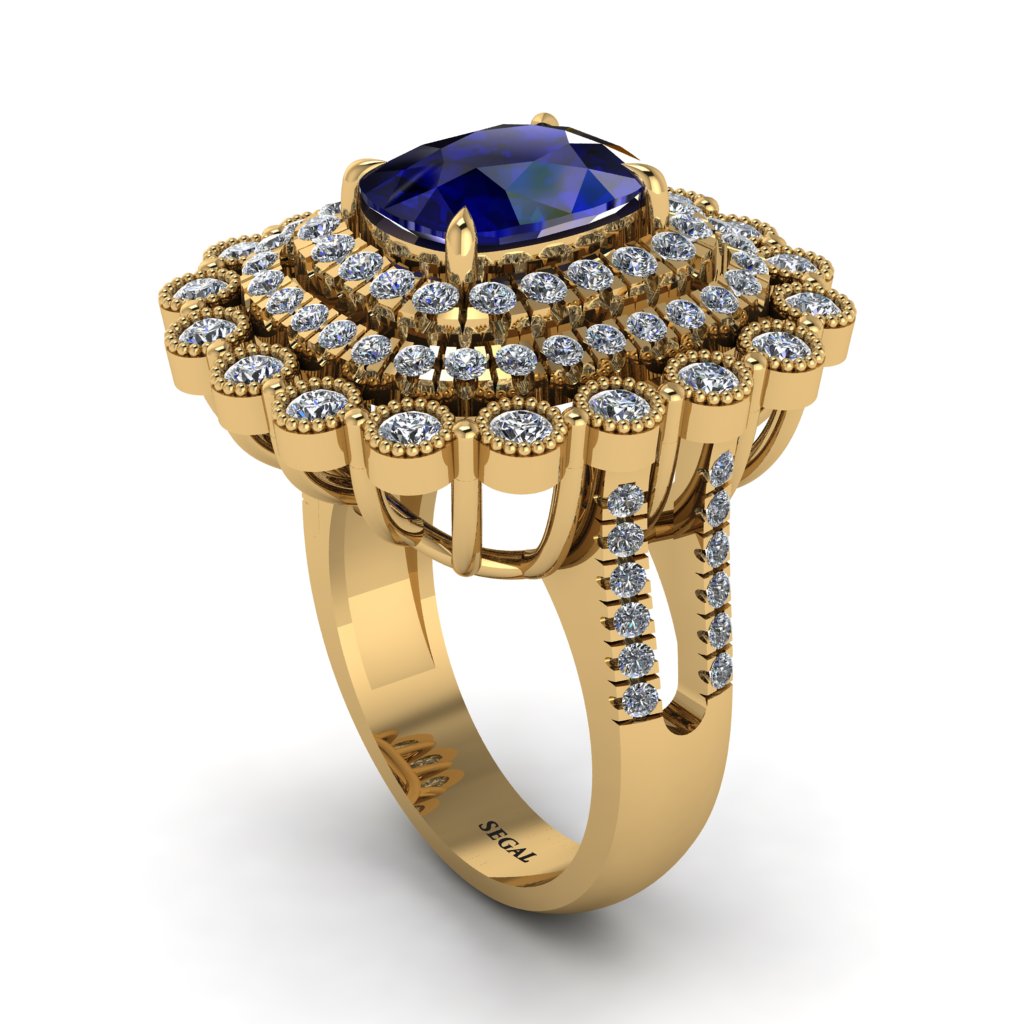 Diamond Multi Halo Oval Engagement Ring - Caitlin No. 13