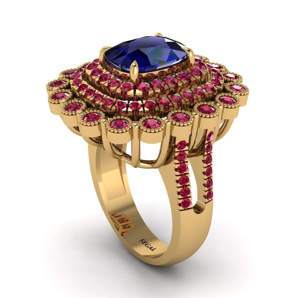 Ruby Multi Halo Oval Engagement Ring - Caitlin No. 58