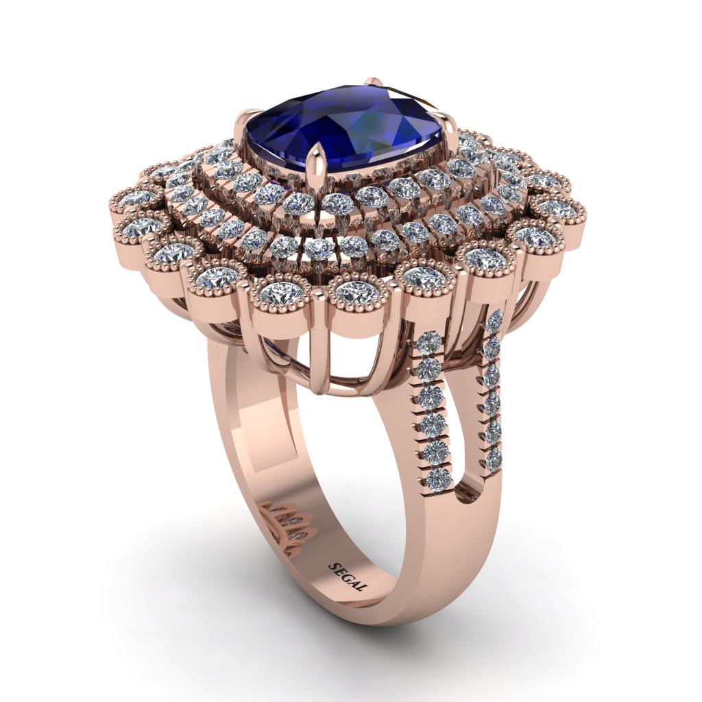 Diamond Multi Halo Oval Engagement Ring - Caitlin No. 14
