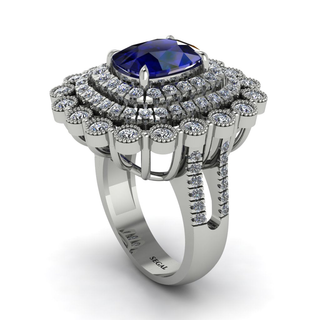 Diamond Multi Halo Oval Engagement Ring - Caitlin No. 15