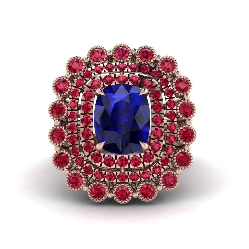 Ruby Multi Halo Oval Engagement Ring - Caitlin No. 59