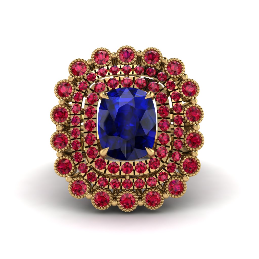 Ruby Multi Halo Oval Engagement Ring - Caitlin No. 58