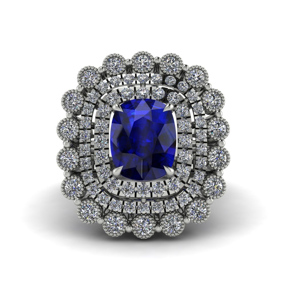 Diamond Multi Halo Oval Engagement Ring - Caitlin No. 15