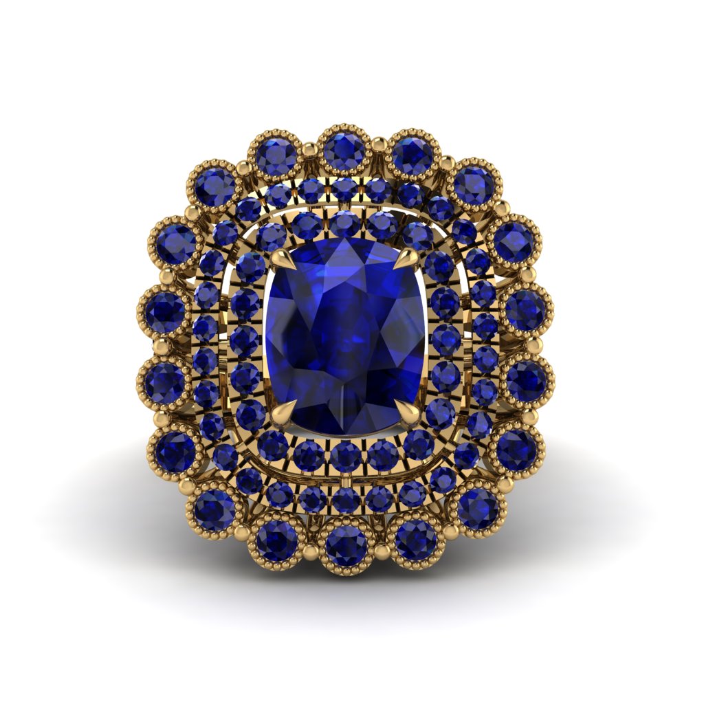 Sapphire Multi Halo Oval Engagement Ring - Caitlin No. 73