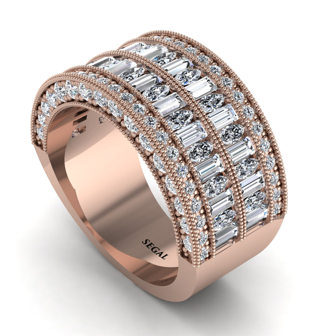 Diamond Multi-Row Halo Wedding Band - Blake No. 2