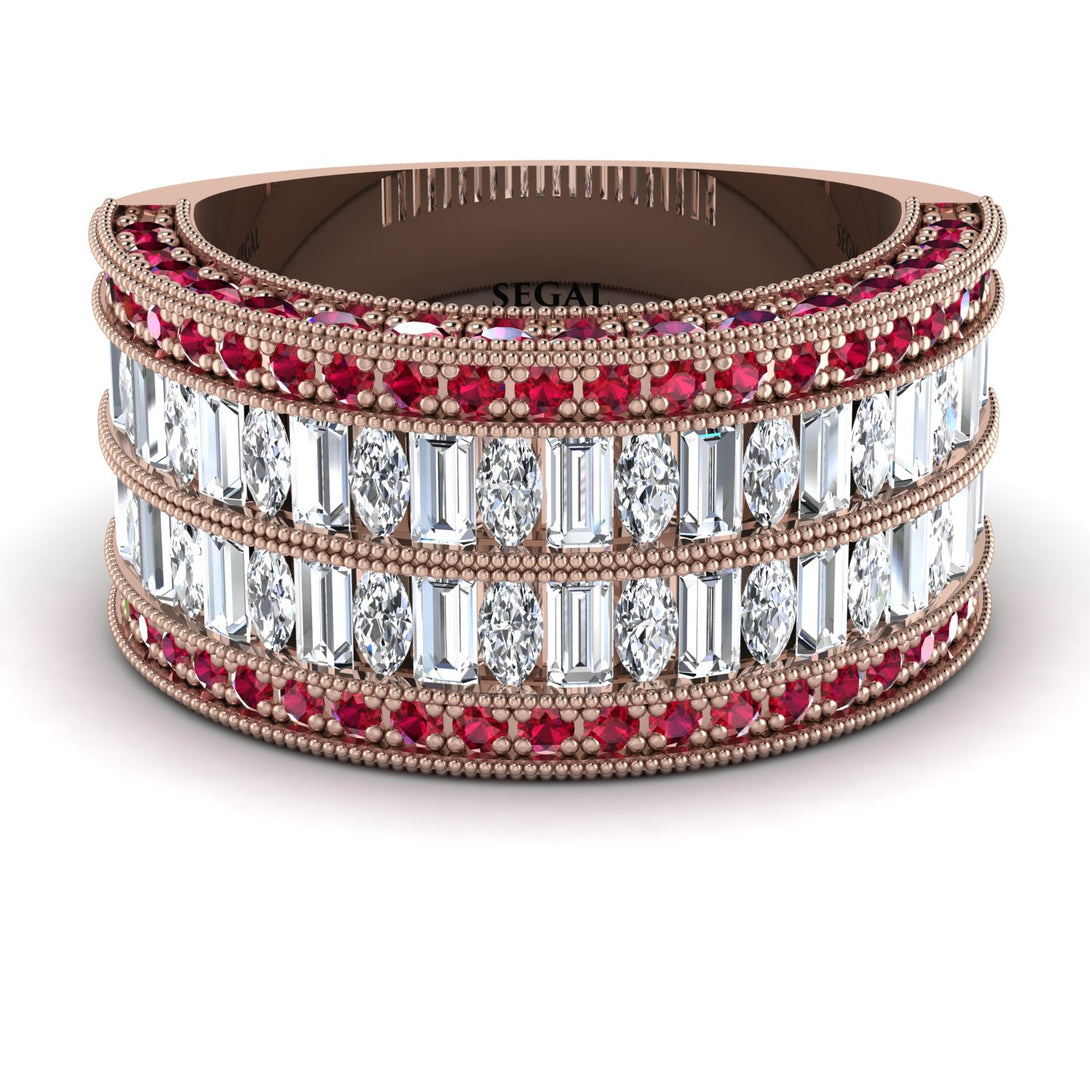 Diamond Multi-Row Halo Wedding Band - Blake No. 47