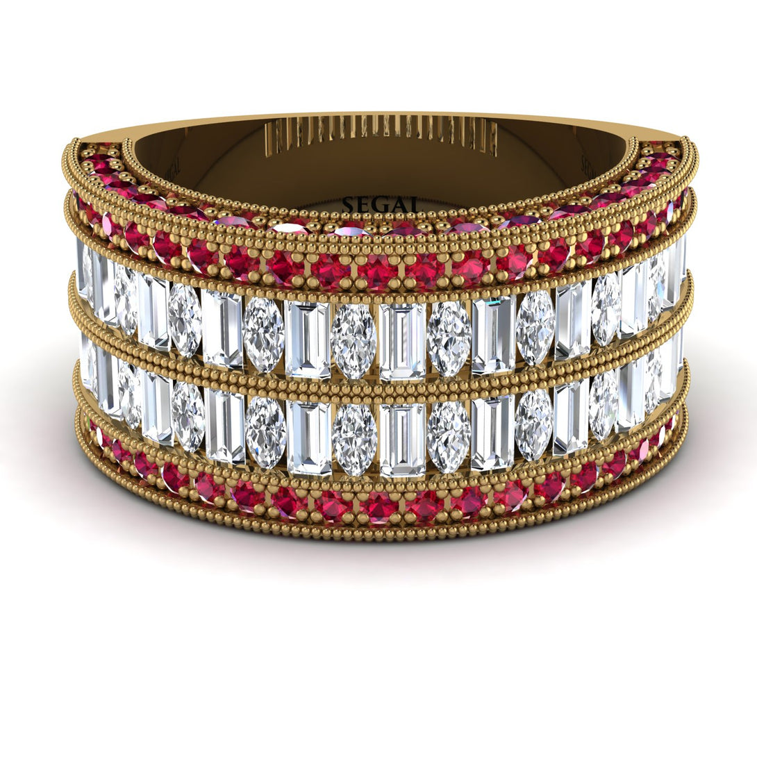 Diamond Multi-Row Halo Wedding Band - Blake No. 46