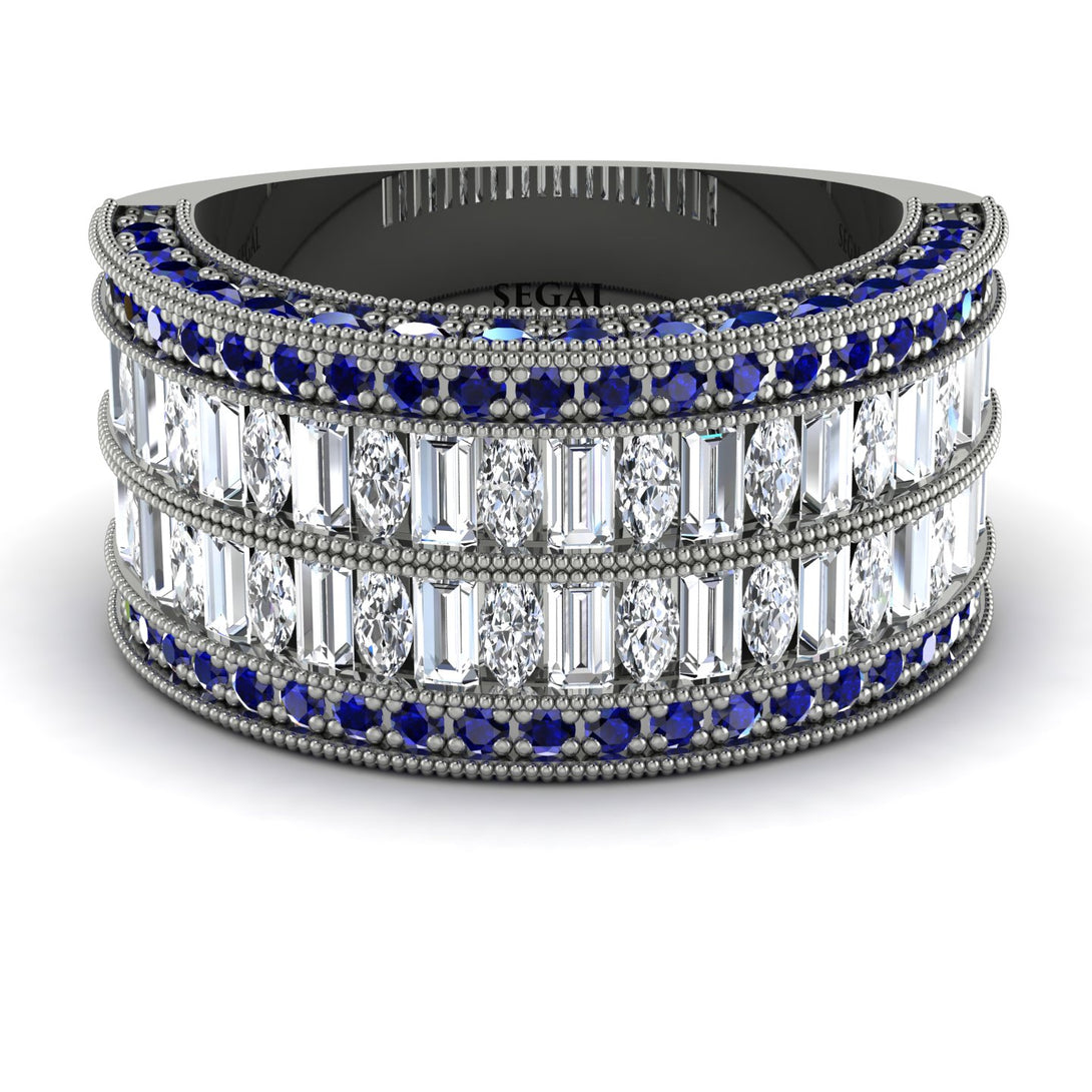 Diamond Multi-Row Halo Wedding Band - Blake No. 63