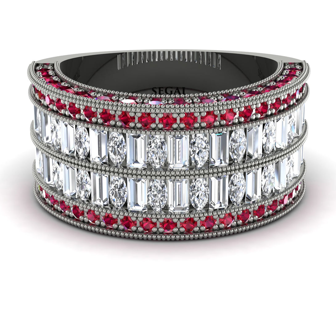 Diamond Multi-Row Halo Wedding Band - Blake No. 48