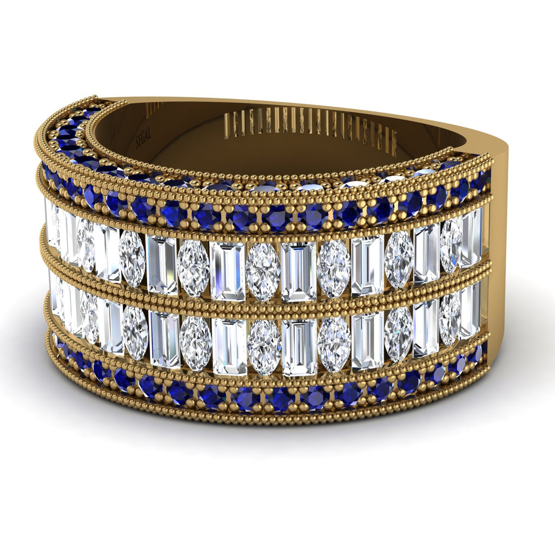 Diamond Multi-Row Halo Wedding Band - Blake No. 61