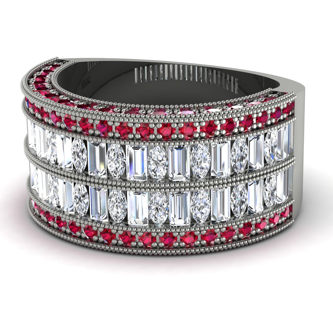 Diamond Multi-Row Halo Wedding Band - Blake No. 48