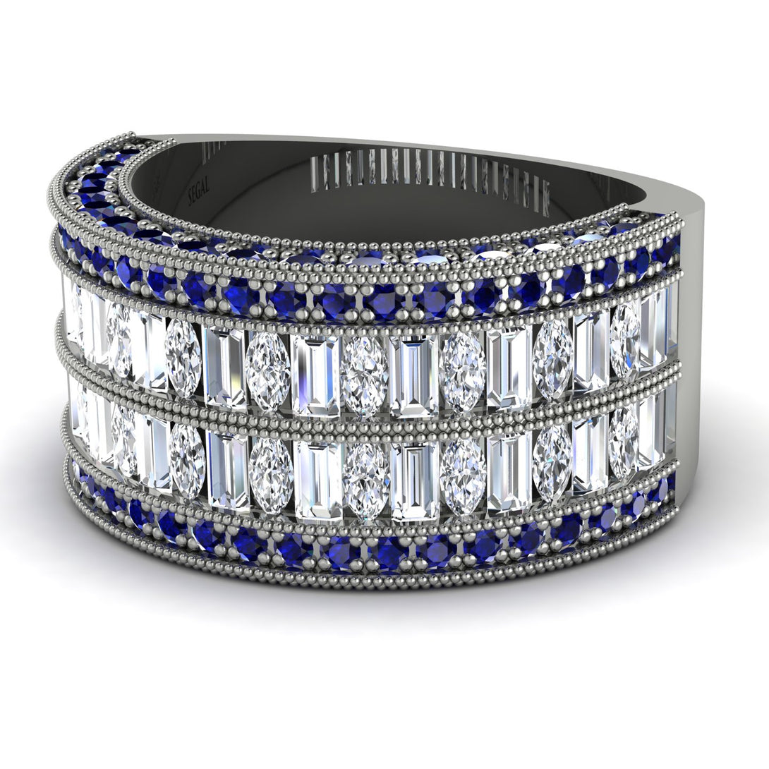Diamond Multi-Row Halo Wedding Band - Blake No. 63