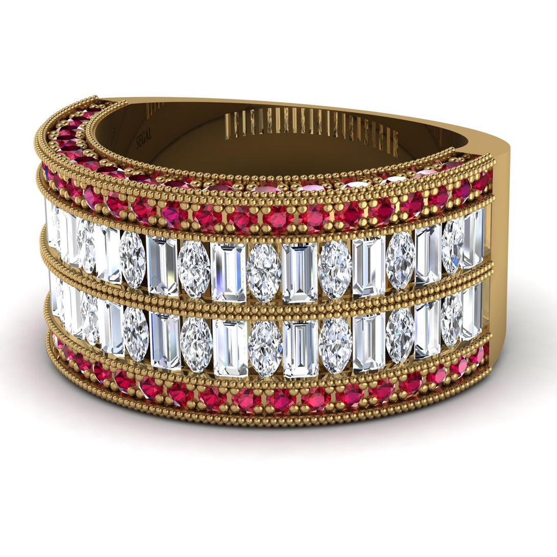 Diamond Multi-Row Halo Wedding Band - Blake No. 46