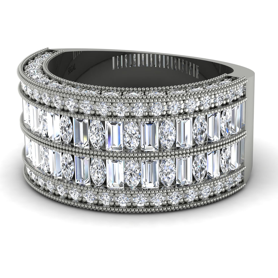 Diamond Multi-Row Halo Wedding Band - Blake No. 3