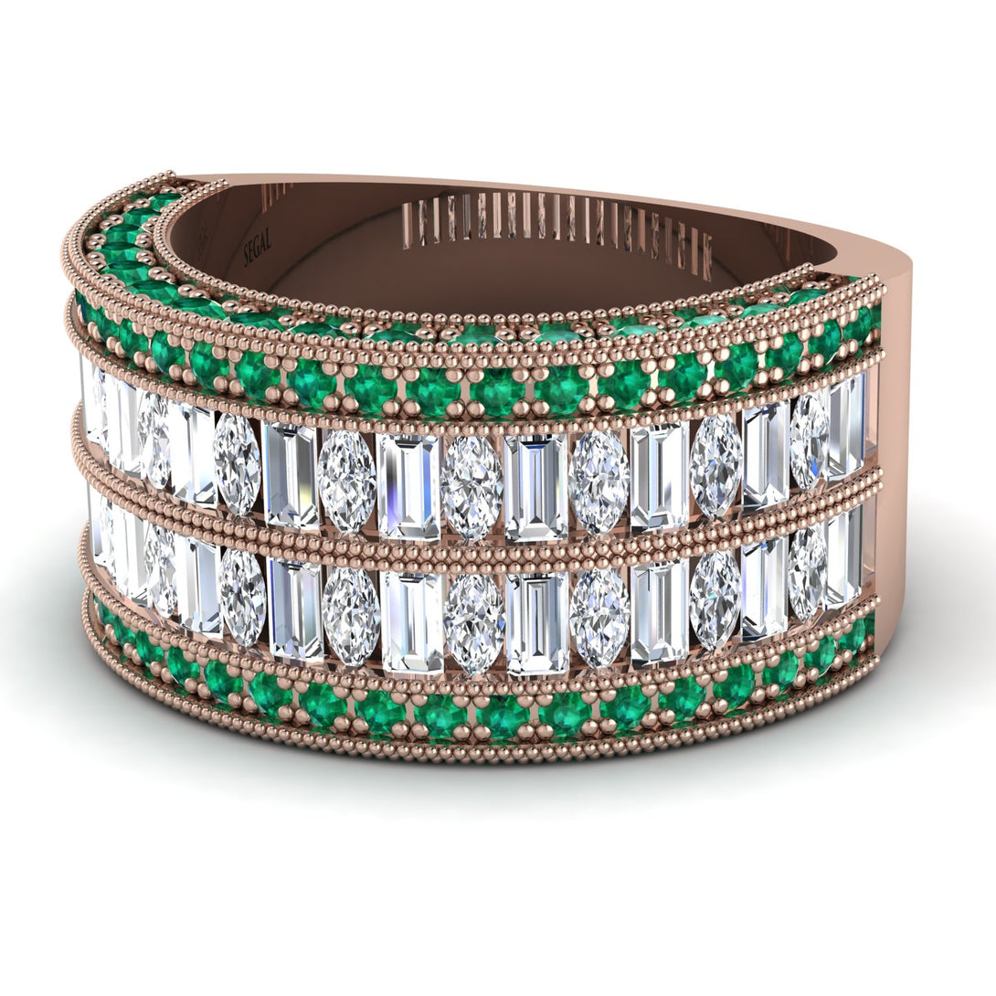 Diamond Multi-Row Halo Wedding Band - Blake No. 17