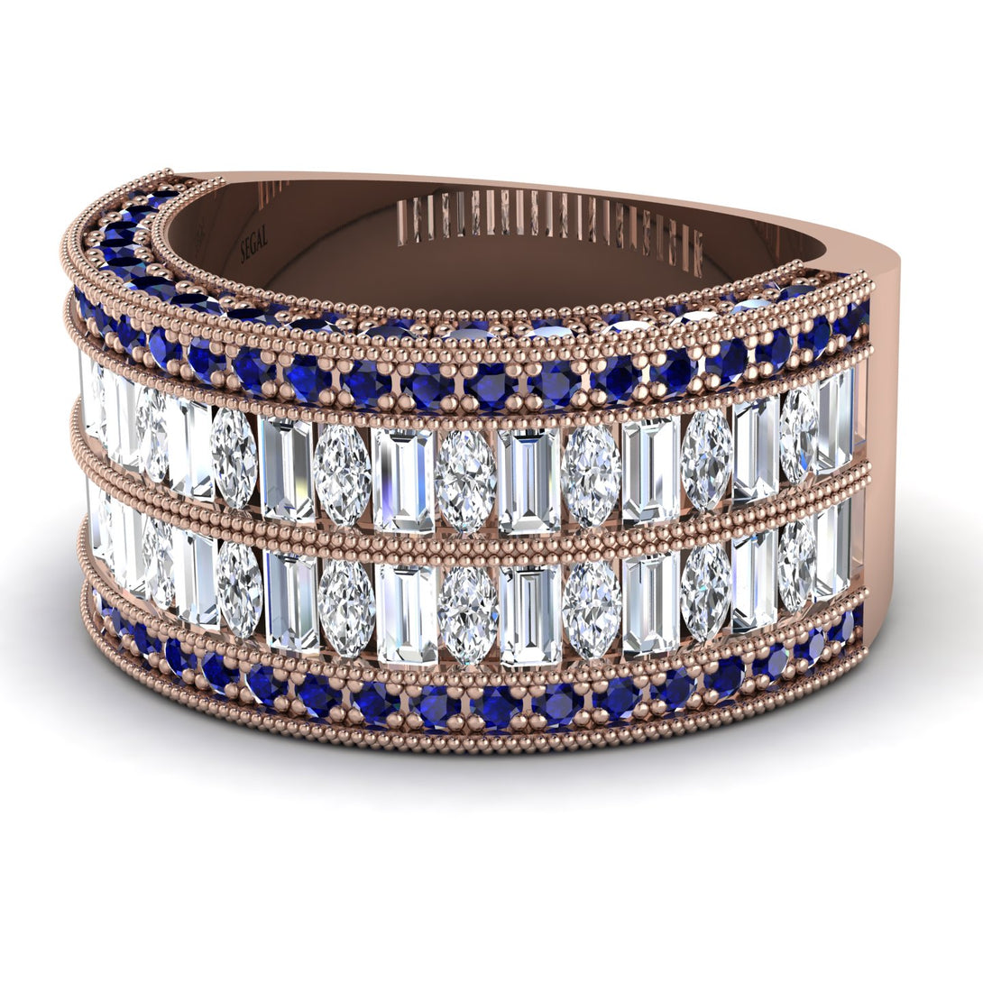 Diamond Multi-Row Halo Wedding Band - Blake No. 62