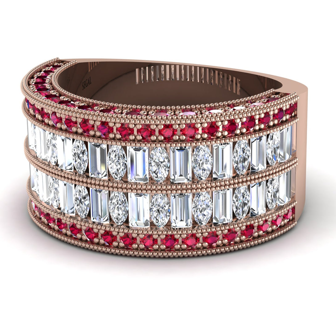 Diamond Multi-Row Halo Wedding Band - Blake No. 47