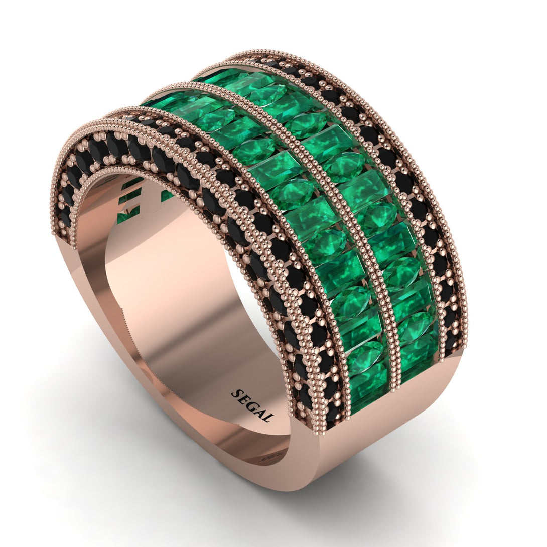 Emerald Multi-Row Halo Wedding Band - Blake No. 35