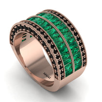 Emerald Multi-Row Halo Wedding Band - Blake No. 35 image 1