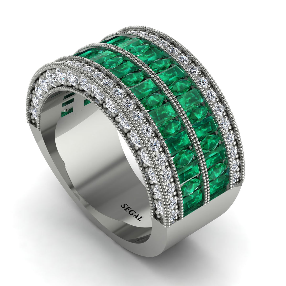 Emerald Multi-Row Halo Wedding Band - Blake No. 6