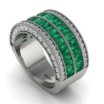 Emerald Multi-Row Halo Wedding Band - Blake No. 6 image 1