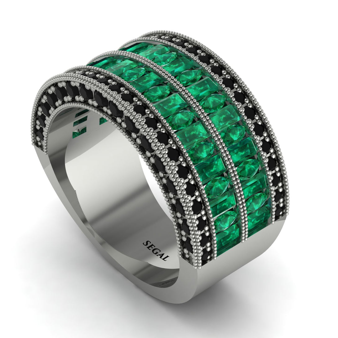Emerald Multi-Row Halo Wedding Band - Blake No. 36