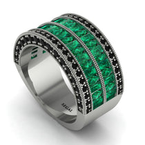 Emerald Multi-Row Halo Wedding Band - Blake No. 36 image 1