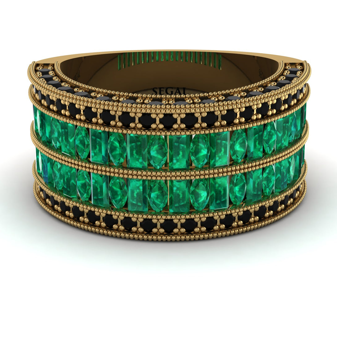 Emerald Multi-Row Halo Wedding Band - Blake No. 34