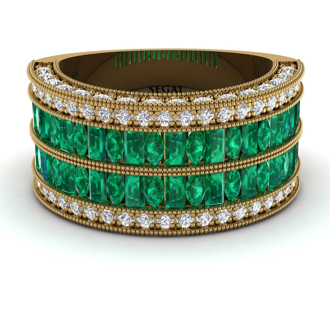 Emerald Multi-Row Halo Wedding Band - Blake No. 4